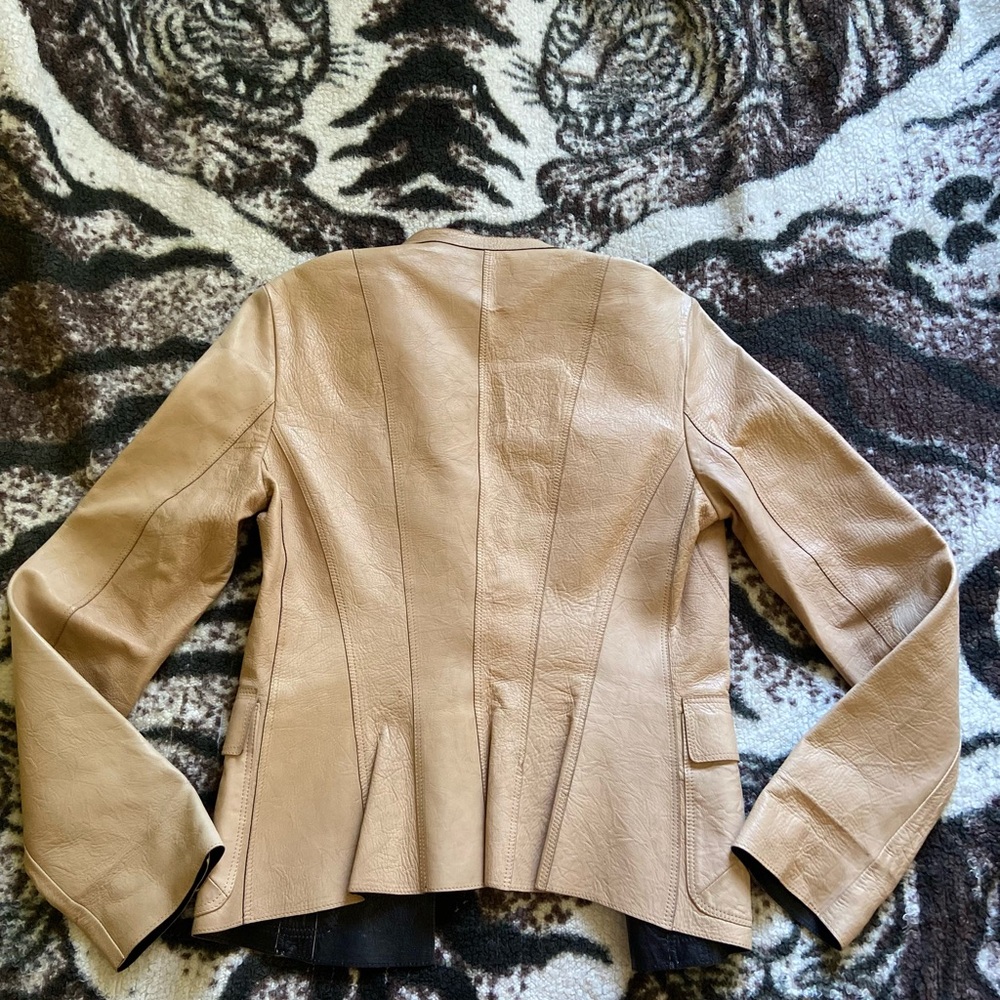 Authentic Burberry Leather Fitted Jacket, S. - image 4